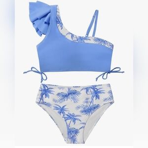 Ruffled One Shoulder Girls Bikini